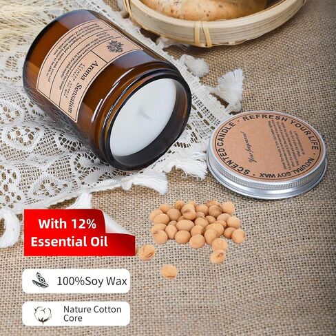 شموع عطرية، شموع معطرة قوية للنساء، شموع الصويا من خشب الصندل الوردي لتخفيف التوتر والاسترخاء، هدية لغرفة النوم المنزلية، هدية عيد الشكر وعيد الميلاد وعيد الأم in Saudi Arabia