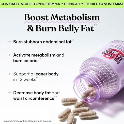 Lemme Burn Belly Fat Capsules, Clinically Studied AMPK Metabolic Activator Actiponin Jiaogulan, 50% EGCG Green Tea Extract, Vitamin B6, Methyl B12 for Men and Women - Vegan- 60 Count (Pack of 2) in Saudi Arabia