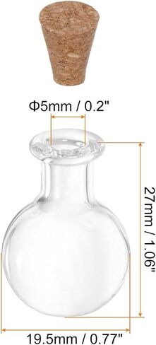 HARFINGTON 20pcs Mini Glass Bottles with Cork Stoppers Oblate Round Shaped Tiny Glass Jars Small Glass Vials Transparent Clear Wishing Bottles for DIY Art Crafts Party Decoration in Saudi Arabia