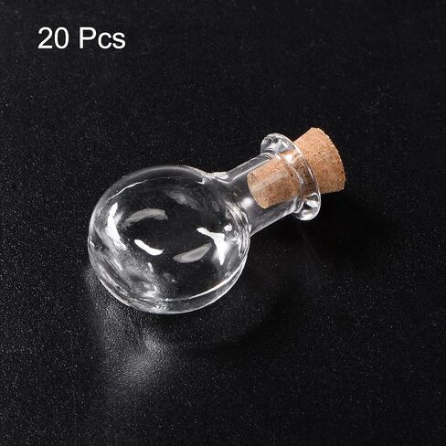 HARFINGTON 20pcs Mini Glass Bottles with Cork Stoppers Oblate Round Shaped Tiny Glass Jars Small Glass Vials Transparent Clear Wishing Bottles for DIY Art Crafts Party Decoration in Saudi Arabia