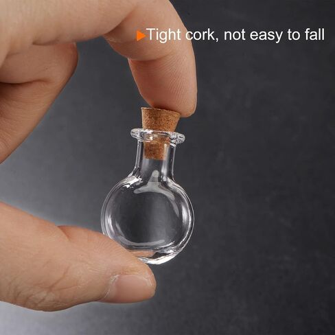 HARFINGTON 20pcs Mini Glass Bottles with Cork Stoppers Oblate Round Shaped Tiny Glass Jars Small Glass Vials Transparent Clear Wishing Bottles for DIY Art Crafts Party Decoration in Saudi Arabia