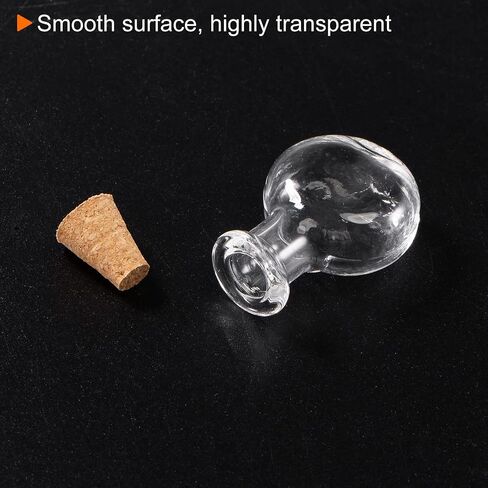 HARFINGTON 20pcs Mini Glass Bottles with Cork Stoppers Oblate Round Shaped Tiny Glass Jars Small Glass Vials Transparent Clear Wishing Bottles for DIY Art Crafts Party Decoration in Saudi Arabia