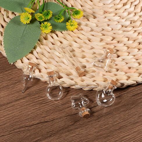 HARFINGTON 20pcs Mini Glass Bottles with Cork Stoppers Oblate Round Shaped Tiny Glass Jars Small Glass Vials Transparent Clear Wishing Bottles for DIY Art Crafts Party Decoration in Saudi Arabia