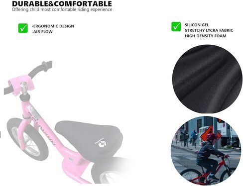 Kids Bike Gel Seat Cushion Cover, Child Bike Seat Cover, Comfortable Trailer Cycle Balance Bike Small Wheelers Saddle Pad for Kids in Saudi Arabia