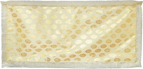 Set of 2 Chunari Decorative Artificial Silk Cloth Puja Chunni Chunar (Size:- 18 Inches x 14 Inches) Chunari Aasan Mat for Indian Traditional Cultural Statue Temple Festival Decoration (Red & Yellow) in Saudi Arabia