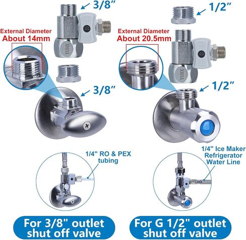 محول تغذية المياه 3/8" x 1/4" أو 3/8" Add-A-Tee، 1/2 x 1/4 أو 3/8 مقسم خط الماء، 1/4 ضغطة للتوصيل غير المناسب للخيط أو الخرطوم المضفر in Kuwait