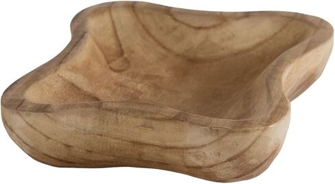 Wooden Dough Bowl - Natural Wooden Decorative Bowl for Farmhouse Table - Dining Table Centerpiece Decor, Wavy Wooden Bowl Ideal for Snacks, Fruit, Candy, Bread - Cosmetics, and Keys in Saudi Arabia