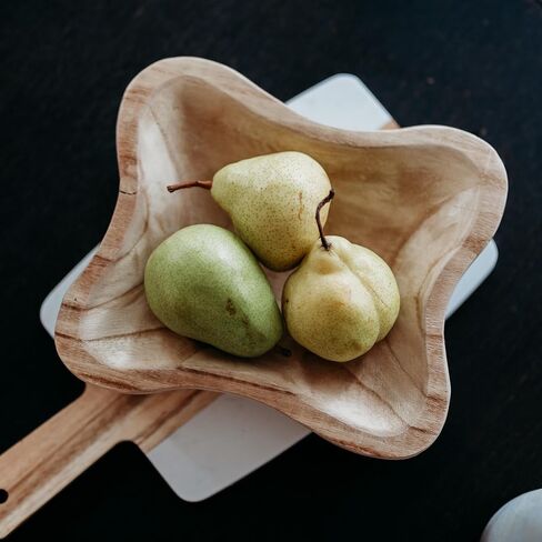 Wooden Dough Bowl - Natural Wooden Decorative Bowl for Farmhouse Table - Dining Table Centerpiece Decor, Wavy Wooden Bowl Ideal for Snacks, Fruit, Candy, Bread - Cosmetics, and Keys in Saudi Arabia
