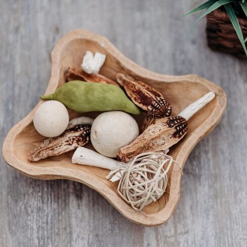 Wooden Dough Bowl - Natural Wooden Decorative Bowl for Farmhouse Table - Dining Table Centerpiece Decor, Wavy Wooden Bowl Ideal for Snacks, Fruit, Candy, Bread - Cosmetics, and Keys in Saudi Arabia