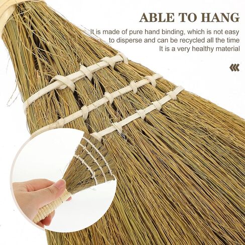 2pcs Small Natural Whisk Broom Sweeping Hand Handle Broom Asian Thai Duster Whisk Broomstick Straw Soft Broom for Cleaning Dustpan Desktop L Hand Broom in Saudi Arabia