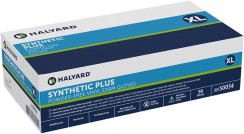 قفازات HALYARD الاصطناعية بالإضافة إلى الفينيل، خالية من البودرة، 7.9 مل، 9.5 بوصة، أبيض، X-Large، 50034 (صندوق من 90) in Saudi Arabia