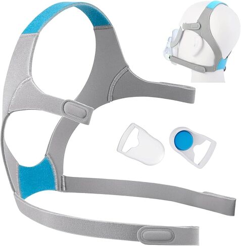 حزام أغطية الرأس F20 مع مشابك، حزام رأس Airfit F20 Cpap قابل للتعديل، غطاء رأس بديل مريح لقناع Cpap مع مشابك مغناطيسية لـ Airfit/AirTouch F20، مقاس متوسط in Kuwait