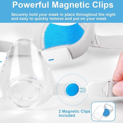 حزام أغطية الرأس F20 مع مشابك، حزام رأس Airfit F20 Cpap قابل للتعديل، غطاء رأس بديل مريح لقناع Cpap مع مشابك مغناطيسية لـ Airfit/AirTouch F20، مقاس متوسط in Kuwait