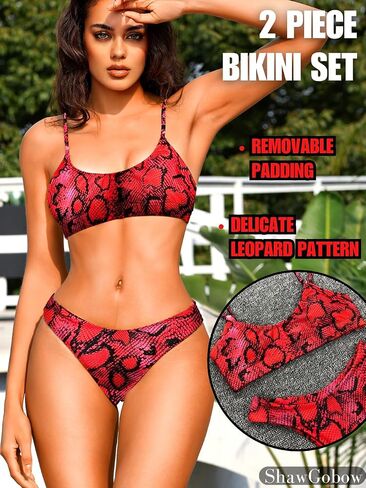Sexy Leopard Bikini, Low Rise, Scoop Neck, 2 Piece in Saudi Arabia
