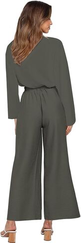 FANCYINN Womens 2 Piece Outfit Set V Neck Long Sleeves Tops High Waisted Paper Bag Pants with Belt in Saudi Arabia