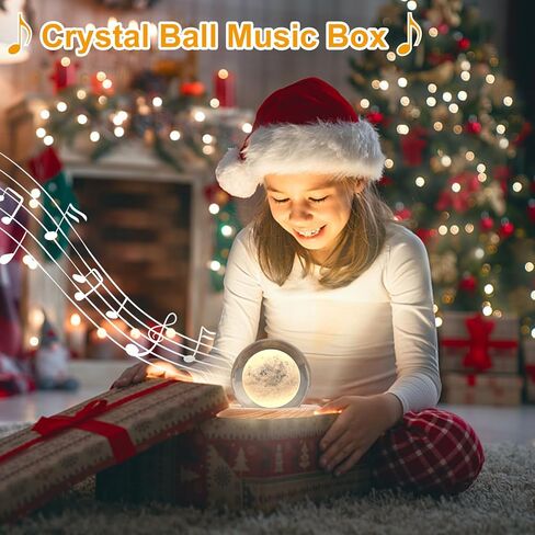 qulable 3D الكريستال الكرة الموسيقى مربع نمط القمر مع LED الإسقاط مضيئة الدورية ضوء صندوق موسيقي مع قاعدة خشبية، هدايا للنساء أمي الفتيات عيد الميلاد عيد ميلاد عيد الحب in Kuwait