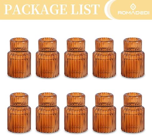 Romadedi Glass Candle Holder for Candlestick - Amber Taper Candle Holders for Candle Sticks Wedding Table Centerpiece Decor Fall Party Thanksgiving Christmas Dinner Advent Home Decoration, Set of 2 in Kuwait