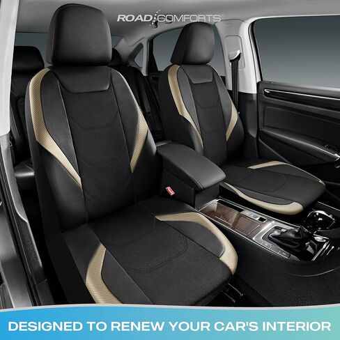 Car Seat Cover, Leather Carbon Fiber Full Set Car Seat Cover, Automotive Interior Cover, Universal Fit for Most Cars, SUVs and Trucks and Vans Airbag Compatible (Full Set Red) in Kuwait