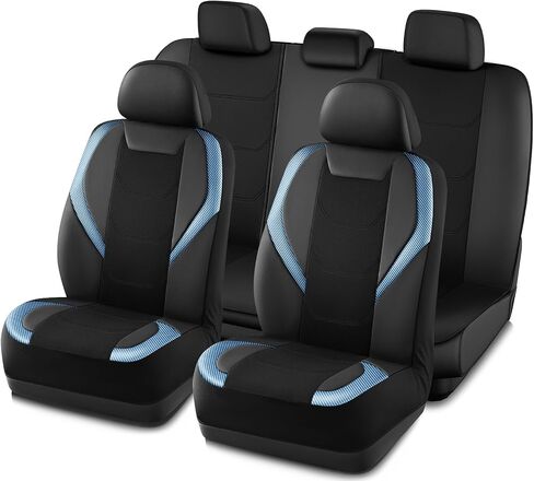 Car Seat Cover, Leather Carbon Fiber Full Set Car Seat Cover, Automotive Interior Cover, Universal Fit for Most Cars, SUVs and Trucks and Vans Airbag Compatible (Full Set Red) in Kuwait