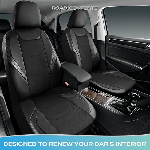 Car Seat Cover, Leather Carbon Fiber Full Set Car Seat Cover, Automotive Interior Cover, Universal Fit for Most Cars, SUVs and Trucks and Vans Airbag Compatible (Full Set Red) in Kuwait