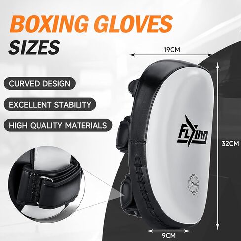 FIVING Boxing Strike Curved Muay Thai Pad MMA Strike Kick Shield, for Punching, Blocking, Sparring,Kicking,Punch, Hitting, Coaching Extra Padding for - Sold in Pairs in Saudi Arabia