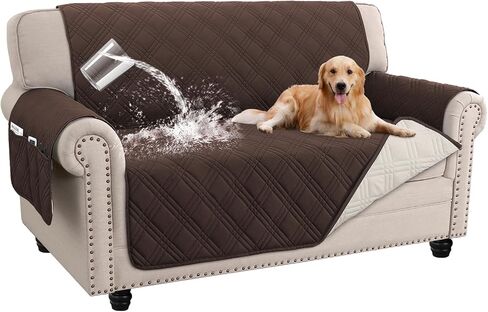 Turquoize Waterproof Couch Cover for Dogs Sofa Covers Washable Couch Covers for 3 Cushion Couch Sofa Non-Slip Pet Couch Covers for Sofa Furniture Covers for Pets, Kids,Dog (Sofa 68", Brown) in Saudi Arabia