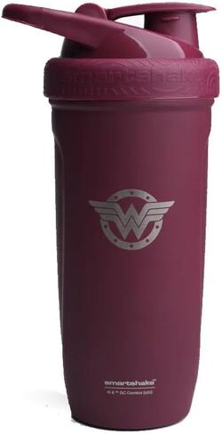 Smartshake Justice League Reforce Shaker Bottle 900ml, DC Comics Stainless Steel Protein Shaker Water Bottle, Leakproof Water Shaker Cup, Supplement Shaker for Sport & Gym, BPA-Free, Wonder Woman in Kuwait