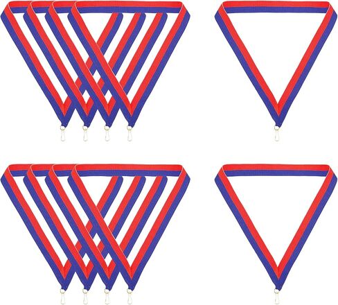 PATIKIL Award Neck Ribbons with Snap Clips, 10 Pcs Polyester Striped Medal Lanyards Ribbon for Competitions Sports Meetings Sports Party, Blue Red in Saudi Arabia