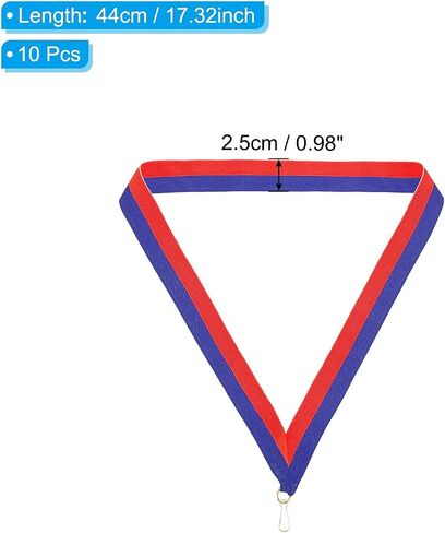 PATIKIL Award Neck Ribbons with Snap Clips, 10 Pcs Polyester Striped Medal Lanyards Ribbon for Competitions Sports Meetings Sports Party, Blue Red in Saudi Arabia