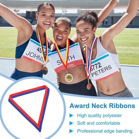 PATIKIL Award Neck Ribbons with Snap Clips, 10 Pcs Polyester Striped Medal Lanyards Ribbon for Competitions Sports Meetings Sports Party, Blue Red in Saudi Arabia