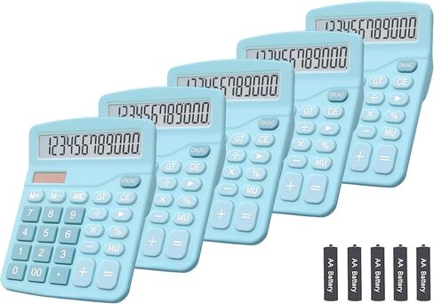 Calculators, BESTWYA 12-Digit Dual Power Handheld Desktop Calculator with Large LCD Display Big Sensitive Button (Black, Pack of 1) in Kuwait