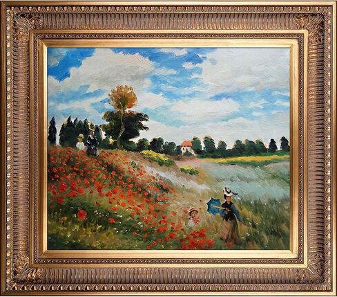 حقل خشخاش La Pastiche باللون الأرجنتيني مع لوحة زيتية بإطار ذهبي ملكي، مقاس 32.5 بوصة × 28.5 بوصة، متعددة الألوان in Kuwait