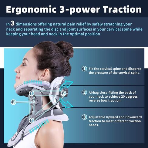 Twinklepoch Cervical Neck Traction Device with 3 Power Tractions and 8 Built-in Airbag Support, Adjustable Cervical Traction Device, Neck Pain Relief and Stretching in Saudi Arabia