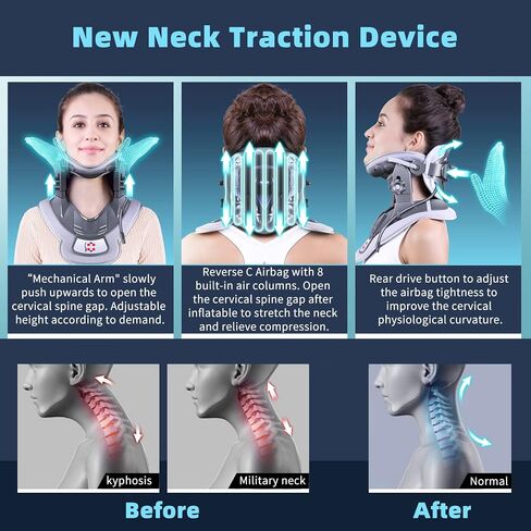 Twinklepoch Cervical Neck Traction Device with 3 Power Tractions and 8 Built-in Airbag Support, Adjustable Cervical Traction Device, Neck Pain Relief and Stretching in Saudi Arabia