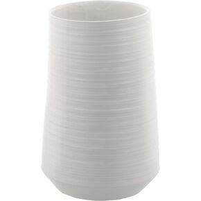 CosmoLiving by Cosmopolitan Porcelain Ceramic Decorative Vase Ribbed Centerpiece Vase, Flower Vase for Home Decoration 5" x 5" x 9", White