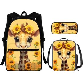 Flashideas Backpack School Set 3pcs Kids Backpack with Lunch Box Pencil Case Cute Cat School Backpacks Lightweight Casual Daypacks Gift for Girls Boys