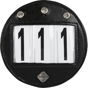 LeMieux Diamante Bridle Number Holder in Black - Durable Leather Material - Attaches Easily with a Strong Fixing Pin - One Size Visit The Store