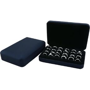 Jewelry Ring organizer Box for Multiple Rings,Portable Small Storage Display Case, Compact and Stylish Travel Jewelry case, Tray Gift for Women, Fits for Travel or Home Organizers (blue)