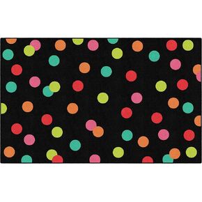 KXO Black White and Stylish Brights Polka Dots Classroom Area Rug for Indoor Classroom Learning or Bedroom Educational Play Mat 31"x20"
