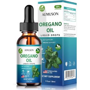 Organic Oregano Oil – Contains 60% Carvacrol,Vitamin E,Naturally Sourced,Promotes Health and Boosts Immunity,Our Organic Oregano Oil Drops are Gluten Free and Non-GMO for Fast Absorption-1flOZ