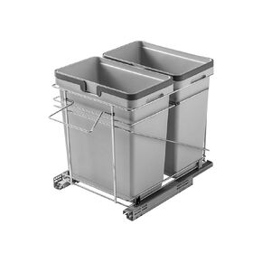 Rok Salice Soft Close Undermount Kitchen Cabinet Heavy Duty Pull Out Organizer Trash and Recycle Center with Dual 32 Quart Bin in 15" Base Waste Garbage Container, SAQPAM15228C