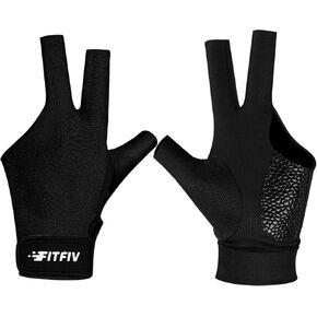 Billiard Pool Glove for Left Hand 3 Finger, Durable Double Stitching, Snooker Cue Sport Glove Adjustable Popular Sizes for Men & Women