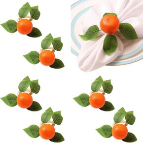 Napkin Rings Set of 6, Artificial Orange Holiday Napkin Ring Holders Fruit Napkin Ring Buckles for Wedding Party Banquet Thanksgiving Halloween Dinner Table Decor