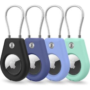 4 Pack Protect Case Compatible with Apple AirTag (Gen1&2), Secure GPS Tracker Holder with Wire Cable Shockproof & Anti-Theif Suitable for Keychain, Keys, Luggage, Bags and Kids in Kuwait