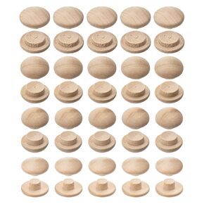 uxcell Wood Plugs, 120Pcs 4 Sizes - Beech Wood Button Top Plugs, Screw Hole Covers, Decorative Wooden Cover for Stair Chair Craft Furniture Woodworking