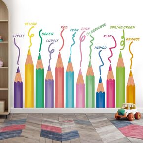 Classroom Wall Decals - Educational Crayon Wall Stickers - Kids Bedroom Baby Nursery Daycare Playroom Wall Decor