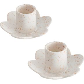 Ceramic Taper Candle Holders for Table Centerpiece, Decorative Candlestick Holders for Home Wedding Party, Housewarming Gifts,Pack of 2 (Flower Shape)
