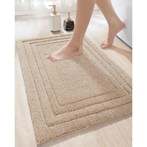 DEXI Bathroom Rug Mat, Ultra Soft Absorbent Bath Mats for Bathroom, Shower Floor Bathmat Non Slip, Washable Bath Rugs Carpet for Tub, Sink, 24"x16", Navy