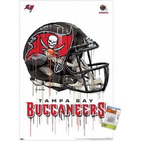 Trends International NFL Tampa Bay Buccaneers - Drip Helmet 20 Wall Poster, 22.37" x 34.00", Poster & Push Pin Bundle