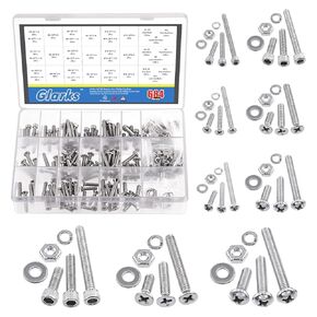 Glarks 480Pcs #4-40 Phillips Pan Head Screws Countersunk Head Screws Socket Head Cap Screws with Hex Nuts Washers Assortment Kit, 304 Stainless Steel Machine Screws Assortment Set